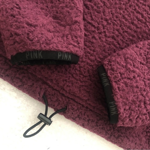 VICTORIA'S SECRET PINK Sherpa Quarter Zip Pullover, Ruby XS - Picture 5 of 6